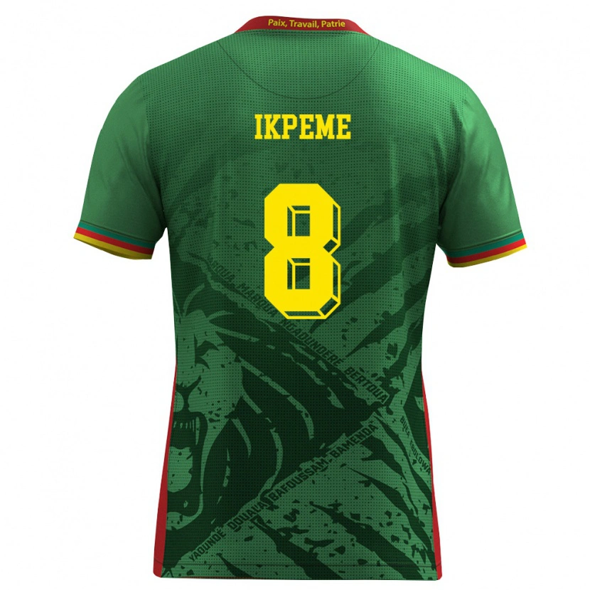Danxen Mujer Camiseta Camerún Stephan Ikpeme #8 Verde Amarillo Rojo 1ª Equipación 26-28 La Camisa