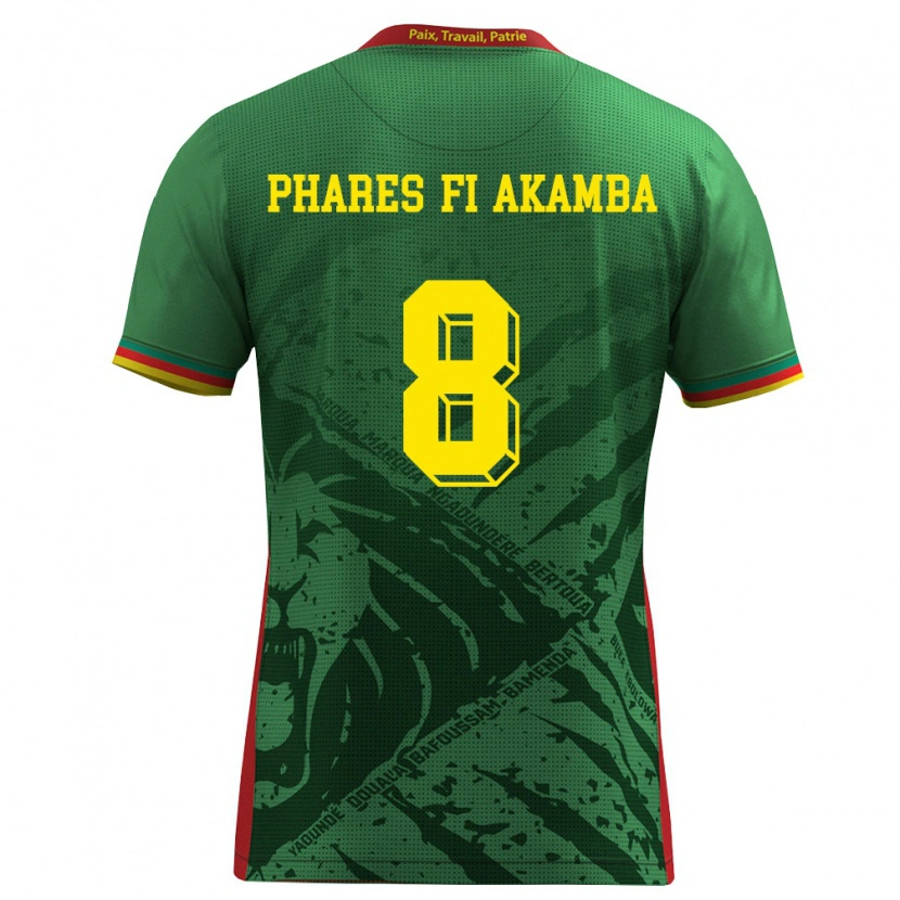 Danxen Mujer Camiseta Camerún Collins Phares Fi Akamba #8 Verde Amarillo Rojo 1ª Equipación 26-28 La Camisa