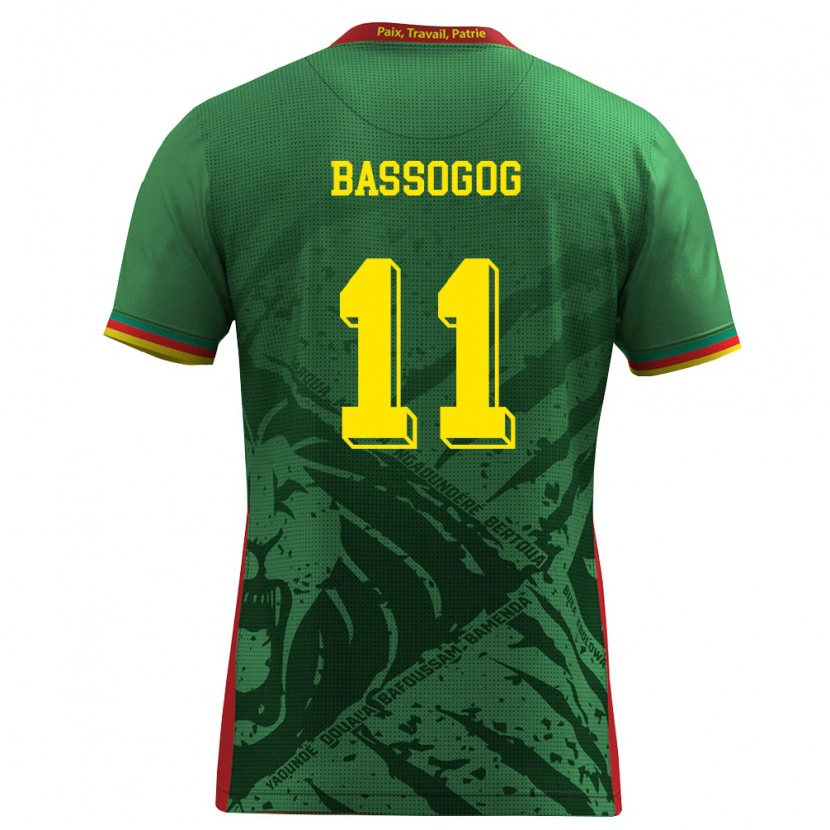 Danxen Mujer Camiseta Camerún Christian Bassogog #11 Verde Amarillo Rojo 1ª Equipación 26-28 La Camisa