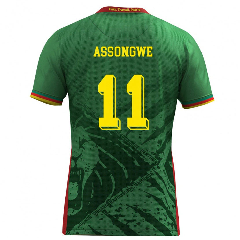 Danxen Mujer Camiseta Camerún Bemol Apam Assongwe #11 Verde Amarillo Rojo 1ª Equipación 26-28 La Camisa