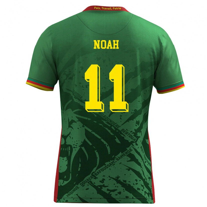 Danxen Mujer Camiseta Camerún Yanick Noah #11 Verde Amarillo Rojo 1ª Equipación 26-28 La Camisa