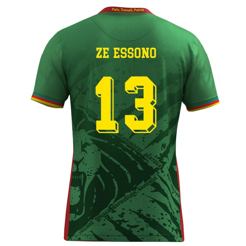Danxen Mujer Camiseta Camerún Severin Ze Essono #13 Verde Amarillo Rojo 1ª Equipación 26-28 La Camisa