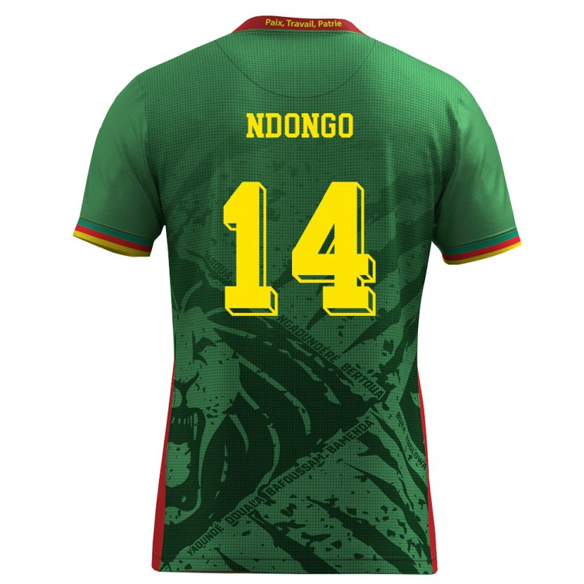 Danxen Mujer Camiseta Camerún Nassourou Ndongo #14 Verde Amarillo Rojo 1ª Equipación 26-28 La Camisa