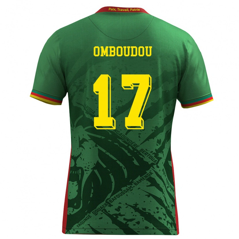 Danxen Mujer Camiseta Camerún Brigitte Omboudou #17 Verde Amarillo Rojo 1ª Equipación 26-28 La Camisa