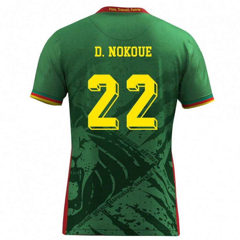 Danxen Mujer Camiseta Camerún Bryan Djile Nokoue #22 Verde Amarillo Rojo 1ª Equipación 26-28 La Camisa