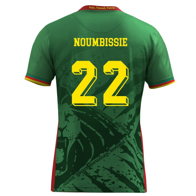 Danxen Mujer Camiseta Camerún Stéphane Noumbissie #22 Verde Amarillo Rojo 1ª Equipación 26-28 La Camisa