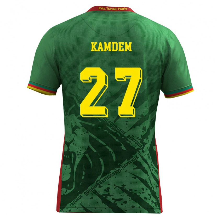 Danxen Mujer Camiseta Camerún Arnold Maël Kamdem #27 Verde Amarillo Rojo 1ª Equipación 26-28 La Camisa