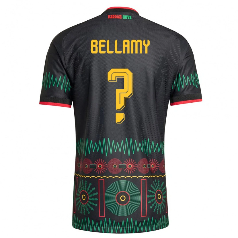 Danxen Mujer Camiseta Jamaica Sydney Bellamy #0 Negro Rojo Amarillo 2ª Equipación 26-28 La Camisa