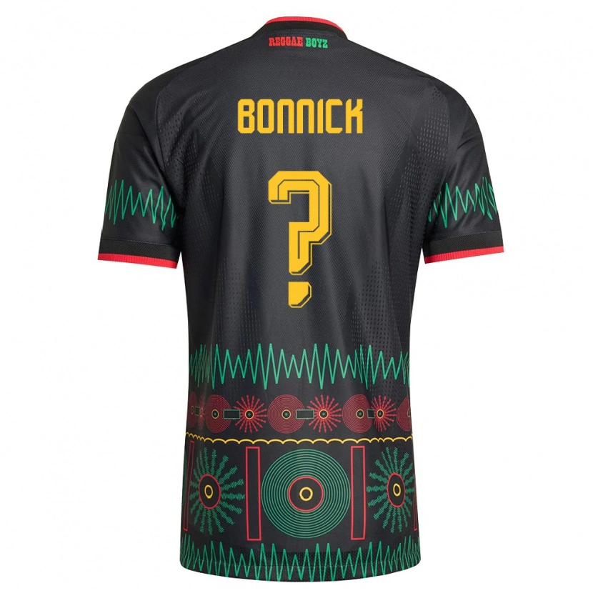 Danxen Mujer Camiseta Jamaica Sheyenne Bonnick #0 Negro Rojo Amarillo 2ª Equipación 26-28 La Camisa