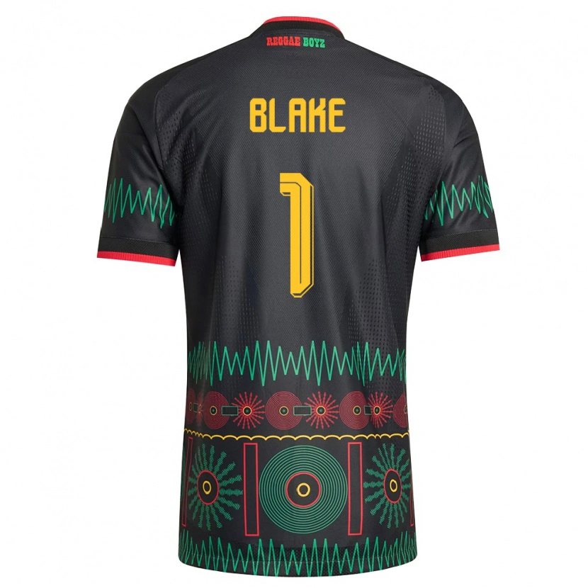 Danxen Mujer Camiseta Jamaica Andre Blake #1 Negro Rojo Amarillo 2ª Equipación 26-28 La Camisa