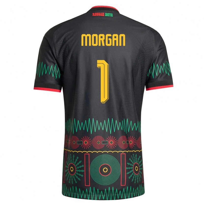 Danxen Mujer Camiseta Jamaica Aliyah Morgan #1 Negro Rojo Amarillo 2ª Equipación 26-28 La Camisa