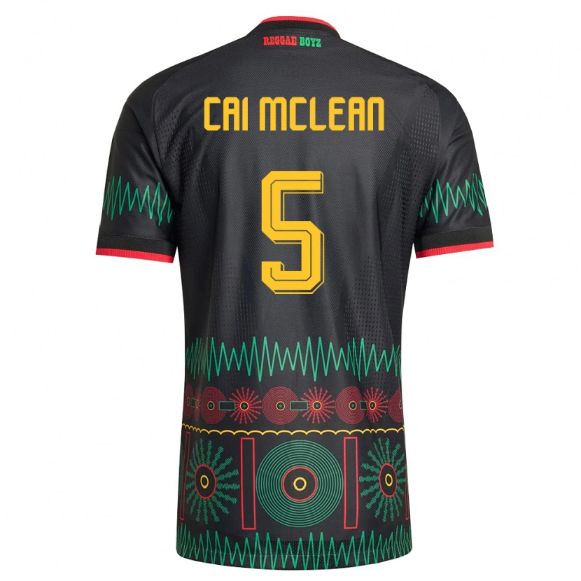 Danxen Mujer Camiseta Jamaica Cai Mclean #5 Negro Rojo Amarillo 2ª Equipación 26-28 La Camisa