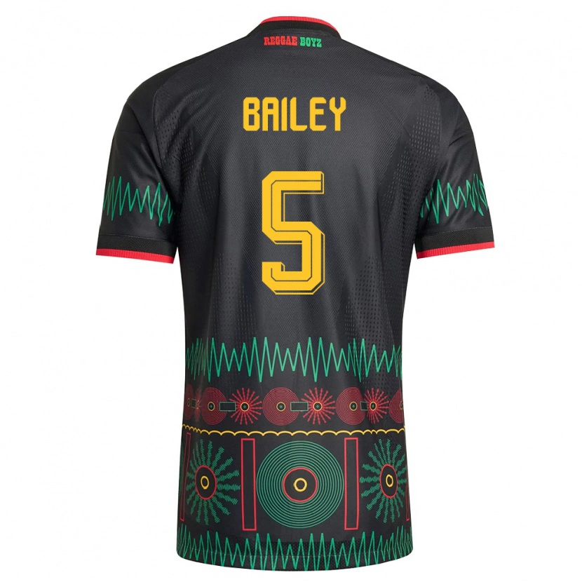 Danxen Mujer Camiseta Jamaica Jade Bailey #5 Negro Rojo Amarillo 2ª Equipación 26-28 La Camisa