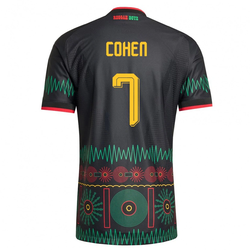 Danxen Mujer Camiseta Jamaica Dunsting Cohen #7 Negro Rojo Amarillo 2ª Equipación 26-28 La Camisa