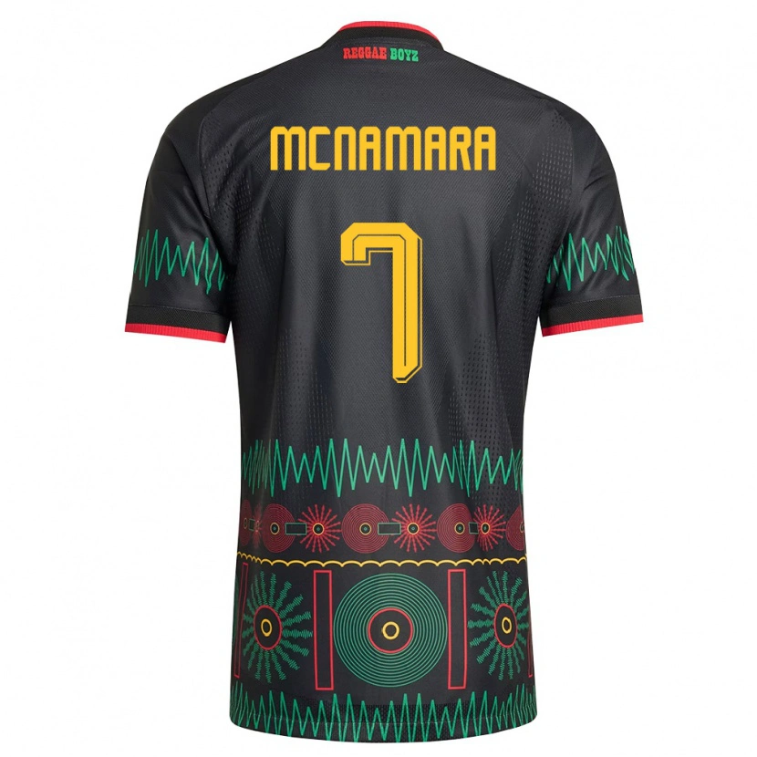 Danxen Mujer Camiseta Jamaica Peyton Mcnamara #7 Negro Rojo Amarillo 2ª Equipación 26-28 La Camisa