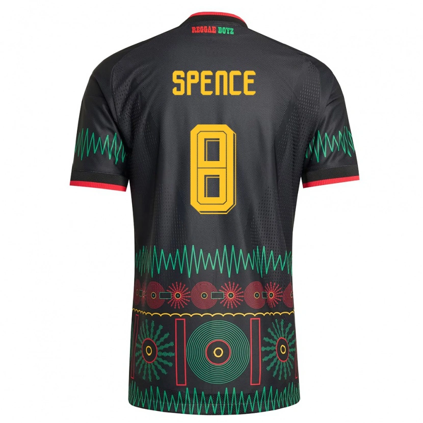 Danxen Mujer Camiseta Jamaica Drew Spence #8 Negro Rojo Amarillo 2ª Equipación 26-28 La Camisa