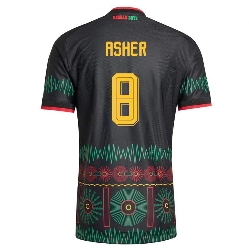 Danxen Mujer Camiseta Jamaica Chinyelu Asher #8 Negro Rojo Amarillo 2ª Equipación 26-28 La Camisa