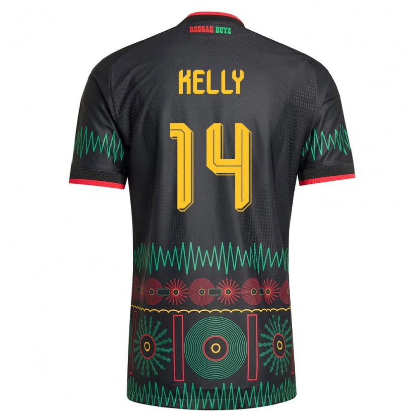 Danxen Mujer Camiseta Jamaica Raheem Kelly #14 Negro Rojo Amarillo 2ª Equipación 26-28 La Camisa