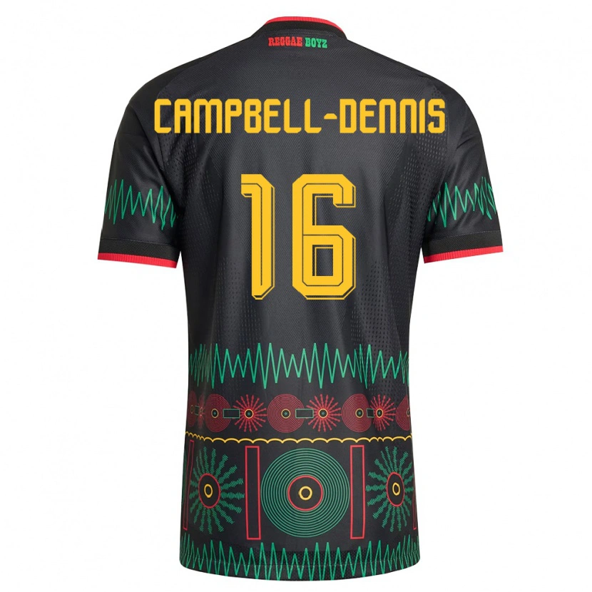Danxen Mujer Camiseta Jamaica Raequan Campbell-Dennis #16 Negro Rojo Amarillo 2ª Equipación 26-28 La Camisa