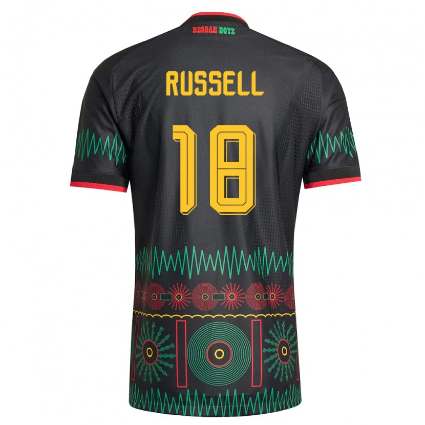 Danxen Mujer Camiseta Jamaica Jon Russell #18 Negro Rojo Amarillo 2ª Equipación 26-28 La Camisa