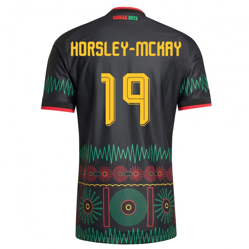 Danxen Mujer Camiseta Jamaica Kyron Horsley-Mckay #19 Negro Rojo Amarillo 2ª Equipación 26-28 La Camisa