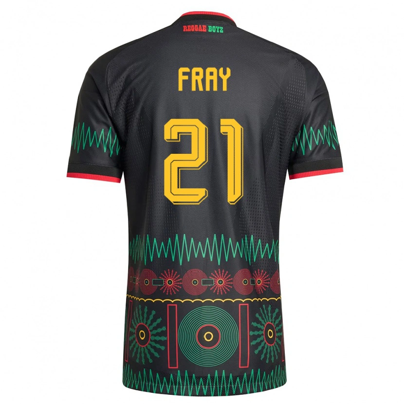 Danxen Mujer Camiseta Jamaica Ian Fray #21 Negro Rojo Amarillo 2ª Equipación 26-28 La Camisa