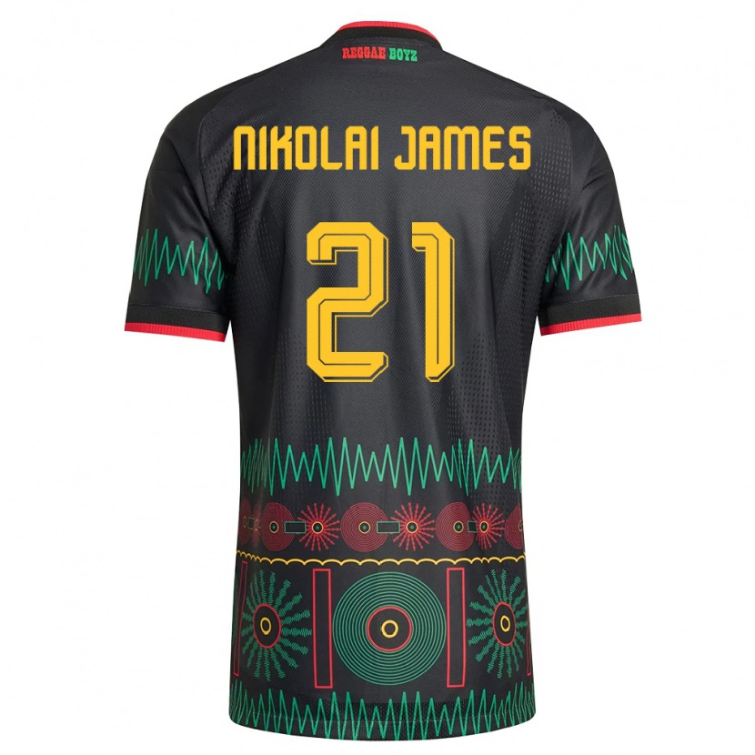 Danxen Mujer Camiseta Jamaica Alex Nikolai James #21 Negro Rojo Amarillo 2ª Equipación 26-28 La Camisa