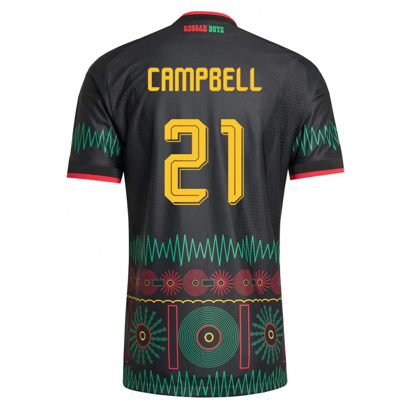Danxen Mujer Camiseta Jamaica Norman Campbell #21 Negro Rojo Amarillo 2ª Equipación 26-28 La Camisa