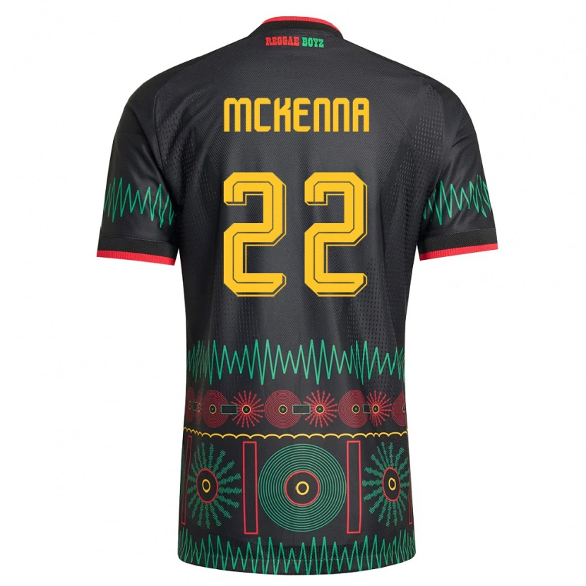 Danxen Mujer Camiseta Jamaica Kayla Mckenna #22 Negro Rojo Amarillo 2ª Equipación 26-28 La Camisa