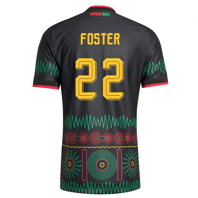 Danxen Mujer Camiseta Jamaica Shanise Foster #22 Negro Rojo Amarillo 2ª Equipación 26-28 La Camisa