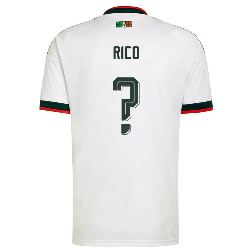 Danxen Mujer Camiseta México Ángel Rico #0 Blanco Borgoña Verde 2ª Equipación 26-28 La Camisa