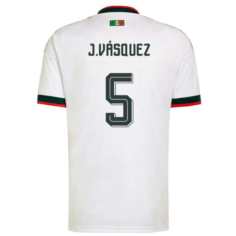Danxen Mujer Camiseta México Johan Vásquez #5 Blanco Borgoña Verde 2ª Equipación 26-28 La Camisa