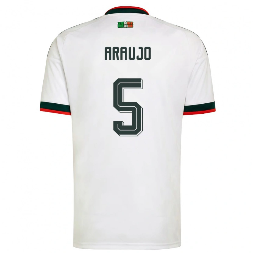 Danxen Mujer Camiseta México Julian Araujo #5 Blanco Borgoña Verde 2ª Equipación 26-28 La Camisa