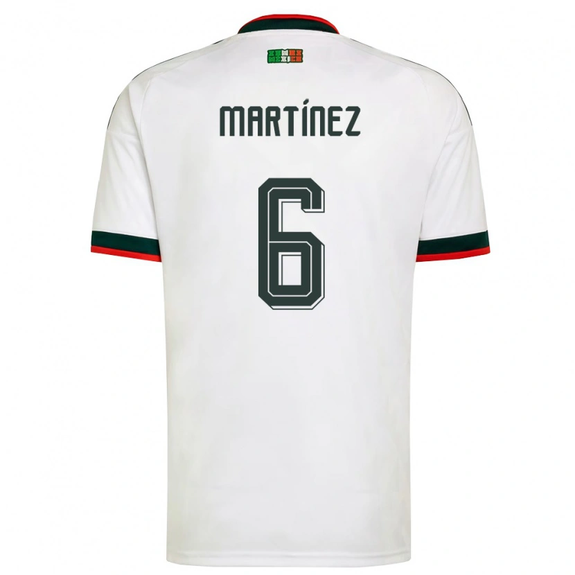 Danxen Mujer Camiseta México Kenneth Martínez #6 Blanco Borgoña Verde 2ª Equipación 26-28 La Camisa
