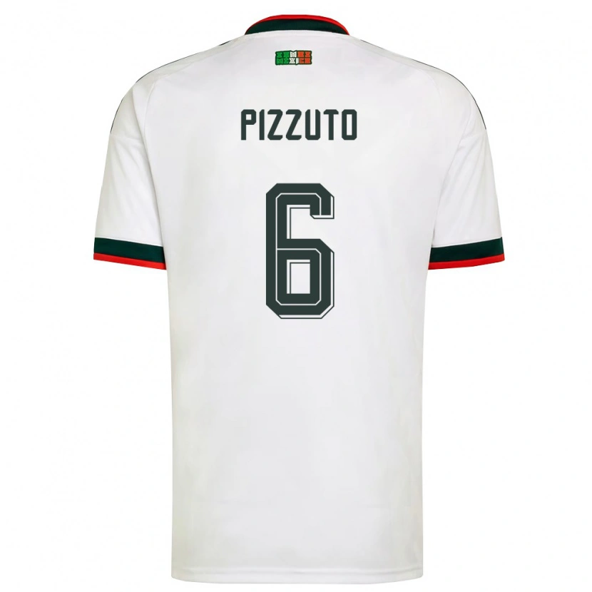 Danxen Mujer Camiseta México Eugenio Pizzuto #6 Blanco Borgoña Verde 2ª Equipación 26-28 La Camisa