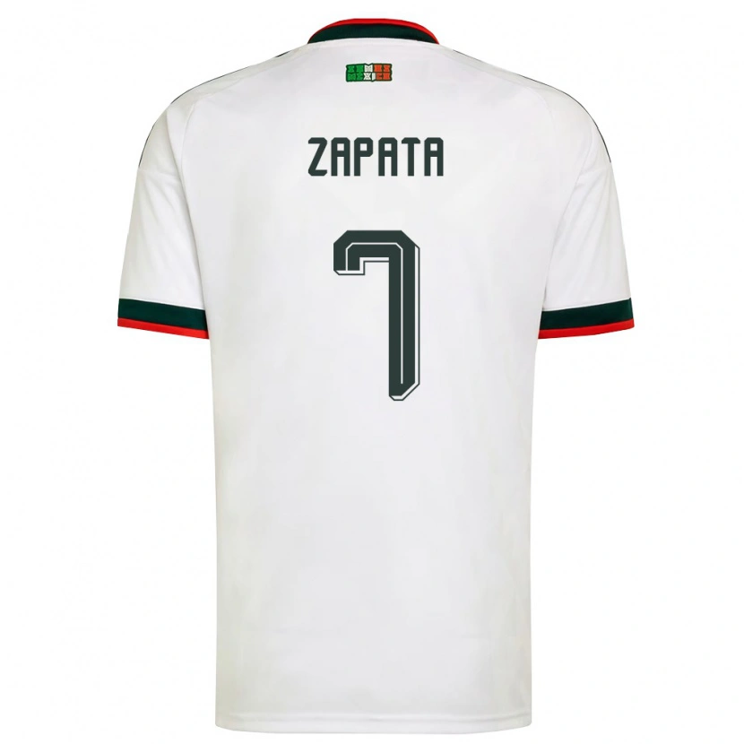 Danxen Mujer Camiseta México Angel Zapata #7 Blanco Borgoña Verde 2ª Equipación 26-28 La Camisa