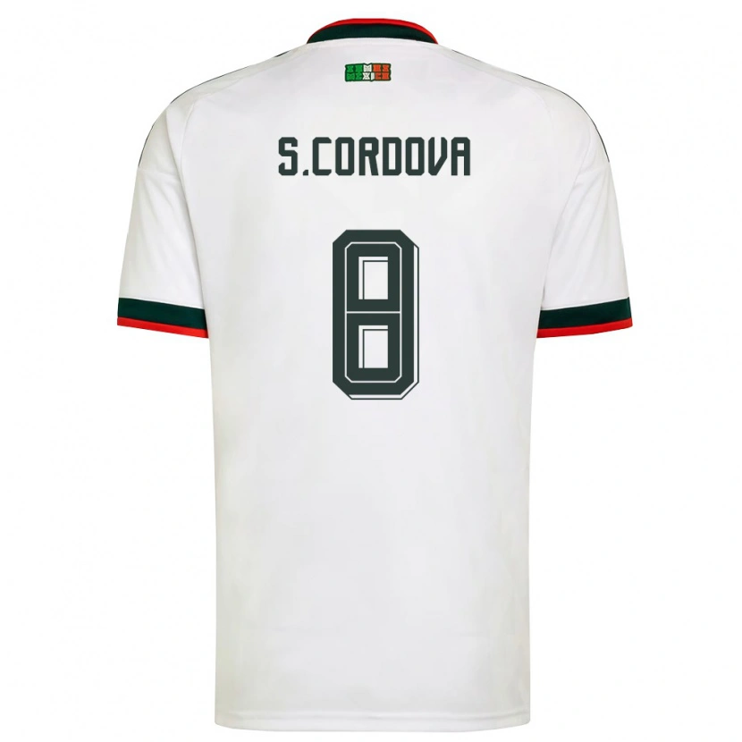 Danxen Mujer Camiseta México Sebastian Cordova #8 Blanco Borgoña Verde 2ª Equipación 26-28 La Camisa