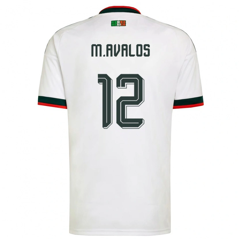 Danxen Mujer Camiseta México Marcelo Ávalos #12 Blanco Borgoña Verde 2ª Equipación 26-28 La Camisa