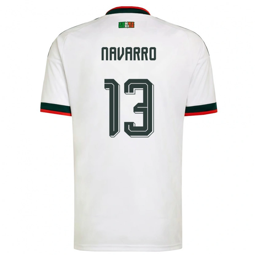 Danxen Mujer Camiseta México José Navarro #13 Blanco Borgoña Verde 2ª Equipación 26-28 La Camisa