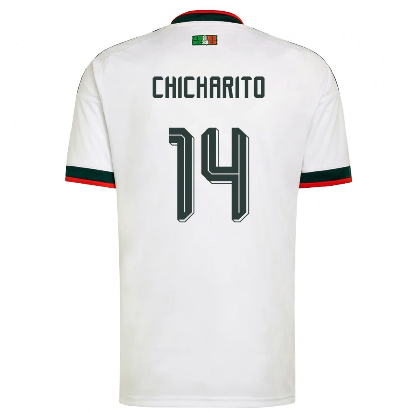 Danxen Mujer Camiseta México Chicharito #14 Blanco Borgoña Verde 2ª Equipación 26-28 La Camisa