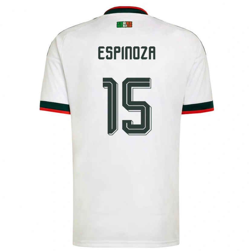 Danxen Mujer Camiseta México Greta Espinoza #15 Blanco Borgoña Verde 2ª Equipación 26-28 La Camisa
