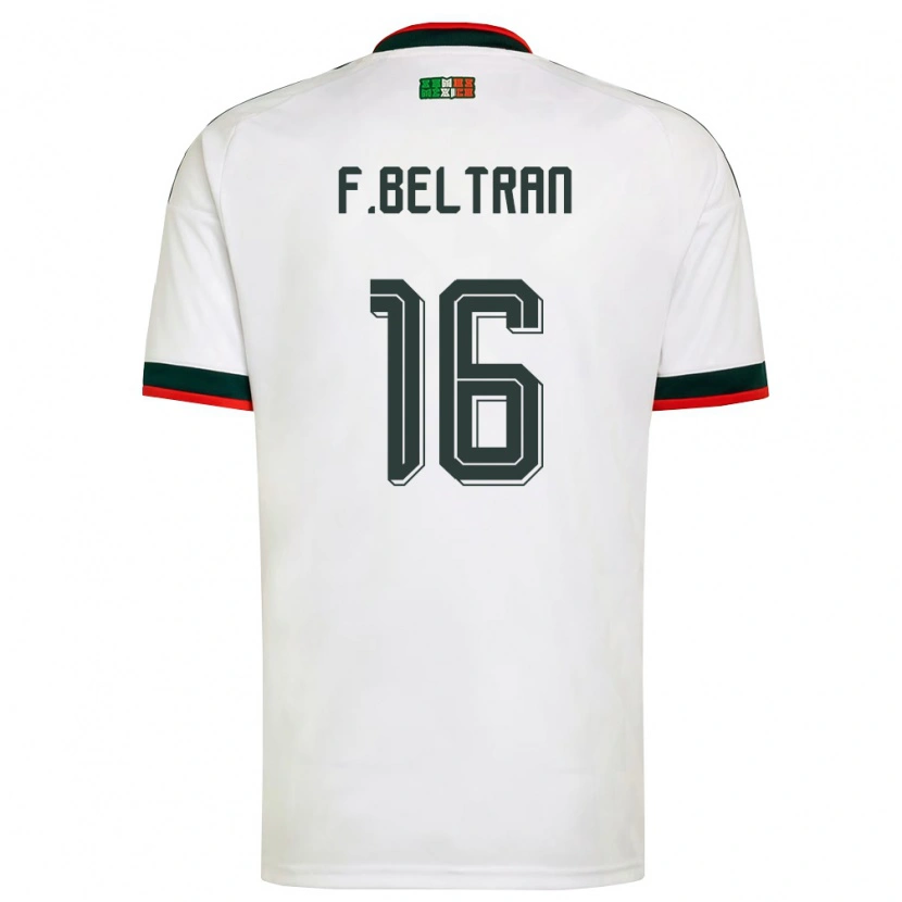 Danxen Mujer Camiseta México Fernando Beltran #16 Blanco Borgoña Verde 2ª Equipación 26-28 La Camisa