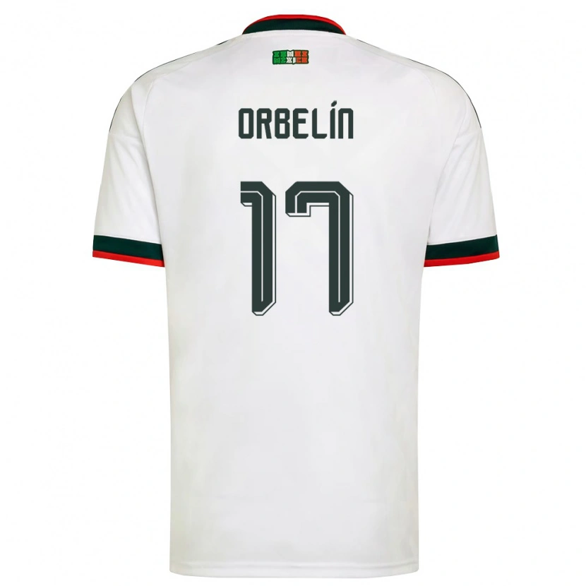 Danxen Mujer Camiseta México Orbelín Pineda #17 Blanco Borgoña Verde 2ª Equipación 26-28 La Camisa