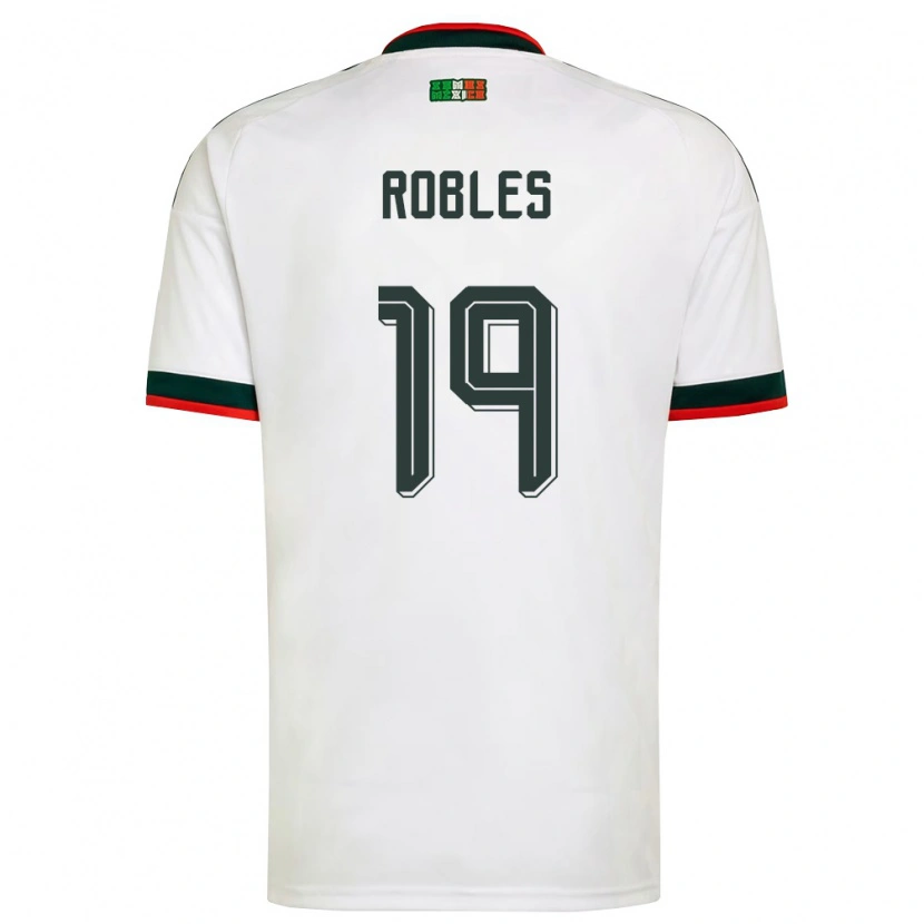 Danxen Mujer Camiseta México Angel Robles #19 Blanco Borgoña Verde 2ª Equipación 26-28 La Camisa