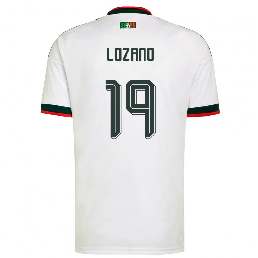 Danxen Mujer Camiseta México Esteban Lozano #19 Blanco Borgoña Verde 2ª Equipación 26-28 La Camisa