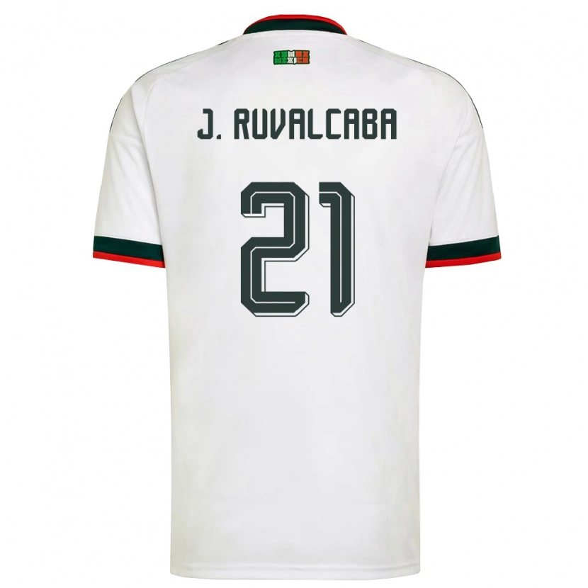 Danxen Mujer Camiseta México Jorge Ruvalcaba #21 Blanco Borgoña Verde 2ª Equipación 26-28 La Camisa