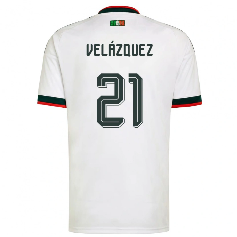 Danxen Mujer Camiseta México Matías Velázquez #21 Blanco Borgoña Verde 2ª Equipación 26-28 La Camisa