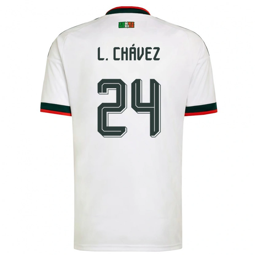 Danxen Mujer Camiseta México Luis Chávez #24 Blanco Borgoña Verde 2ª Equipación 26-28 La Camisa