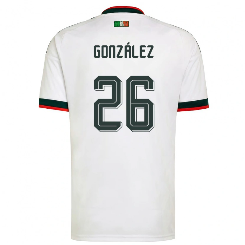 Danxen Mujer Camiseta México Bryan Gonzalez #26 Blanco Borgoña Verde 2ª Equipación 26-28 La Camisa