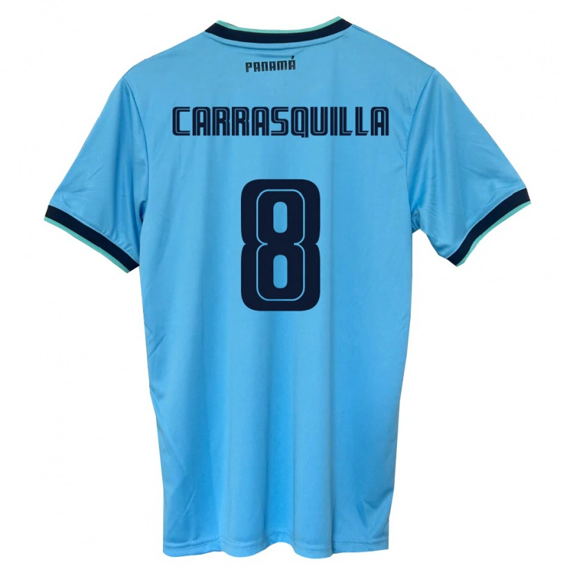 Danxen Mujer Camiseta Panamá Adalberto Carrasquilla #8 Azul Cielo Negro 2ª Equipación 26-28 La Camisa